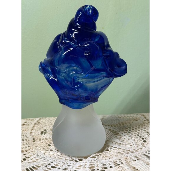 Vintage 90's Fellerman Art Glass Head Sculpture Blue Hair - Picture 8 of 16